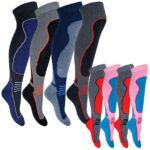4 Pairs Adults Knee High Wool Ski Socks