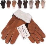 Nordvek Womens Sheepskin Gloves With Fur Cuff - 301-100