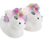 Children's White Rainbow Hair Unicorn Slippers
