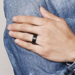 NUNCAD Men's Rings Black 8mm Tungsten Wedding Ring for Men Simple Band Ring with Groove Beveled Edges Size S - Image 4