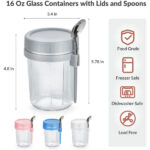 4-Pack Reusable Overnight Oats Jars with Lid & Spoon - 11.8 oz Airtight Mason Jars with Measurement Marks for Oats, Salads, Yogurt, Cereal, and Milk - Image 3