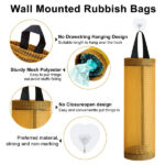HMIEPRS 6Pcs Plastic Bag Holder, Carrier Bag Storage Holder with 6 Pcs Hooks, Household Foldable Hanging Garbage Bag Mesh Storage Bag for Home Kitchen Supplies Bin Bag Holder (Black, Yellow) - Image 4