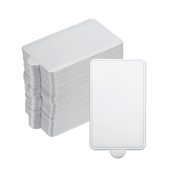 1 sourcing map 200pcs Mini Cake Boards, Mousse Cake Cardboards Triangle Cake Bases Plates Cupcake Dessert Displays Base Tray for Cupcakes, Cakes, Pastries, Dessert Base-Grease Proof(Silver Tone) - Image 1