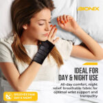 Bionix Wrist Support Brace - Relieves Wrist Pain - Carpal Tunnel Splint, Tendonitis, RSI, and Sprain - Wrist Brace Right & Left Hand For Men Women (Black Left Medium) - Image 3