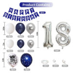 18 Foil Balloons with Bunting, 18th Birthday Helium Foil Balloons Giant 32 inch Blue Gold Flag for Surprise Party Decorations Anniversary for men & women - Image 3