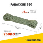 Brotree Paracord 550 4mm 15M 100% Nylon Rope 7 Strands Type III Parachute Cord for Outdoor and DIY - 250kg Breaking Load (Dark Green & Gold) - Image 4