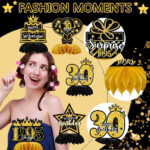 9PCS 30th Birthday Decorations, Retro Black Gold Honeycomb Party Table Decorations, Non-Toxic Waterproof for Men and Women 30th Anniversary Celebrations, 30th Birthday, Anniversary Decorations - Image 5