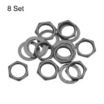 sourcing map 8 Set Guitar Nuts and Washers M9 Guitar Input Output Jack Socket Nuts Grey Black for Guitar Bass - Image 4