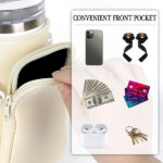 Linkidea Tumbler Carrier with Strap Compatible with Stanley Quencher H2.0 40oz, Neoprene Waterbottle Sling Bag Holder, Shoulder Strap with Detachable Pouch, Beige - Image 3