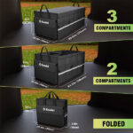 K KNODEL Car Boot Organiser with Foldable Cover, Car Storage Box and Bag, Large Boot Tidy with 3 Compartments, Car Organiser for Vehicle and Suv (Large, Black) - Image 4