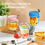 4-Pack Reusable Overnight Oats Jars with Lid & Spoon - 11.8 oz Airtight Mason Jars with Measurement Marks for Oats, Salads, Yogurt, Cereal, and Milk - Image 2