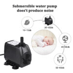 Homvik 2500L/H 45W Submersible Water Pump for Fountain Aquarium Pond Garden and Water Pump Ultra-Quiet Hydroponics System with 2 Nozzles AC220-240V 2.5M Lift Height - Image 4