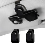 Sunglasses Holder for Car Sun Visor, Leather Car Glasses Holder, Eyeglass Clip for Ticket Card, Universal Sunglasses Holder Car Visor Accessory, 1 Pack - Black - Image 4