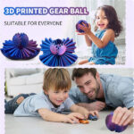 Gear Ball Fidget, Steampunk Whirling Wonder GearSphere, 3D Printed Gear Ball Puzzle Cube, Gear Sphere Fidget Toy for Stress Relief and Focus (Blue Red, 6.5cm) - Image 3