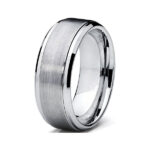 NUNCAD Brushed Tungsten Rings for Men 7mm Womens Silver Promise Rings with Polished Finish Engagement Rings Size Z+3