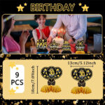 9PCS 30th Birthday Decorations, Retro Black Gold Honeycomb Party Table Decorations, Non-Toxic Waterproof for Men and Women 30th Anniversary Celebrations, 30th Birthday, Anniversary Decorations - Image 2