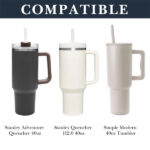 Linkidea Tumbler Carrier with Strap Compatible with Stanley Quencher H2.0 40oz, Neoprene Waterbottle Sling Bag Holder, Shoulder Strap with Detachable Pouch, Beige - Image 4