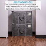 VENO 8 Pack Extra Large Moving Storage Bags with Zips, Heavy-Duty Organizer Tote, Clothes Box Alternative, Packing Bin, Tag Pocket for Label, Water-Resistant (Gray, 8 Pack) - Image 3