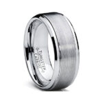 NUNCAD Brushed Tungsten Rings for Men 7mm Womens Silver Promise Rings with Polished Finish Engagement Rings Size Z+3 - Image 2