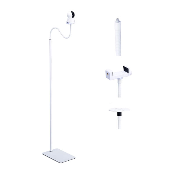 4 BoGuang Baby Monitor Holder - Universal Floor Mount for Surveillance, Height Adjustable 75-175 cm, Compatible with Baby/Security Camera (White) - Image 1