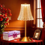 Flower Lamp Cute Crystal Dimmable Small Table Lamp, 3 Colors Touch, Rechargeable Cordless, Vintage Decor, Gifts for Women