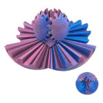 Gear Ball Fidget, Steampunk Whirling Wonder GearSphere, 3D Printed Gear Ball Puzzle Cube, Gear Sphere Fidget Toy for Stress Relief and Focus (Blue Red, 6.5cm)