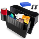 Aimisite Car Seat Gap Filler Organiser, 2 Pack Car Organizer Front Seat Gap Filler with Cup Holder Car Console Side Pocket with Usb Charging Hole for Cellphones,Wallet, Cards, Coins, Drink Cups