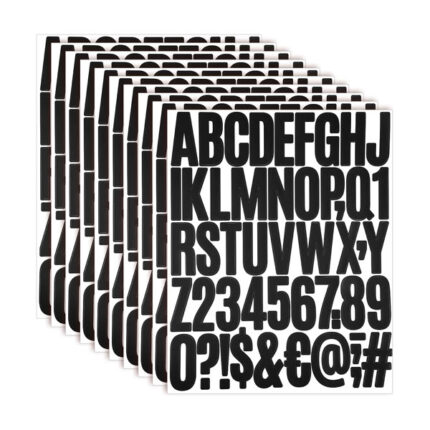 10 Sheets/500pcs Vinyl Stickers Alphabet and Numbers, Adhesive Letters Numbers and Punctuation Decals Initials Stickers Waterproof Capital Letter Labels for Mailbox Scrapbook Poster Craft Art (Black)
