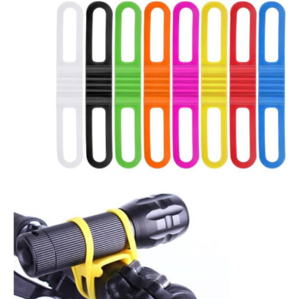 LYTIVAGEN 8 PCS Bike Silicone Band, Tie Ribbon Mount Holder Multicolor Cycling Flashlight Holder for Flashlights Cell Phones Speaker Lights Holder Bicycle Handlebar (14 * 2.2 * 1cm)