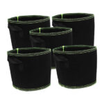 Onezebra 5-Pack 3 Gallon Grow Bags, Black, Grow Bags for Vegetables, Flowers, Herbs, Indoor/Outdoor Use, 22 cm (W) x 22 cm (L) x 25 cm (H)