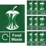 10 PCS Food Waste Sticker, Recycling Stickers for Bins 100 X 150 mm, Bin Sticker PVC Self Adhesive, General Recycle Signs Waterproof for Kitchen Home Office School Indoor Outdoor
