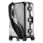 Linpr Transparent PVC Suitcase Cover, No Disassembly Required Clear Luggage Protector Suitcase Cover, Waterproof Travel Wrap Luggage Cover Protectors, Luggage Bag for Hard Cover Suitcase (Black, 22)