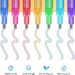 Mesen Dual Line Highlighter, 24 Glitter Colors Double Line Outline Markers Marker Pen for Highlight, Metallic Shimmer Markers for Gift Cards, Rock Painting, Wood, Ceramic, Glass - Image 2