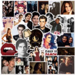100 Pieces TV Series Vampire Diaries Stickers Pack, Laptop Stickers Classic Movie Waterproof Vinyl Water Bottle Computer Car Skateboard Motorcycle Bicycle Luggage Guitar Scrapbook Decals