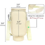 Linkidea Tumbler Carrier with Strap Compatible with Stanley Quencher H2.0 40oz, Neoprene Waterbottle Sling Bag Holder, Shoulder Strap with Detachable Pouch, Beige - Image 5