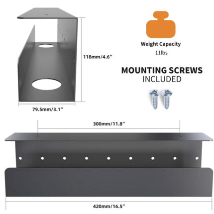 Bracwiser Under Desk Cable Management Tray, 419mm Sturdy Metal Power Strip Holder, Standing Desk Cable Tray Organizer for Cords, Wire, S7