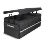 K KNODEL Car Boot Organiser with Foldable Cover, Car Storage Box and Bag, Large Boot Tidy with 3 Compartments, Car Organiser for Vehicle and Suv (Large, Black)