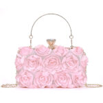 EVEOUT Satin Floral Evening Clutch Bag for Women Flower Wedding Purse Handbag with Chain Shoulder Bag for Party Prom