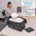 VENO 8 Pack Extra Large Moving Storage Bags with Zips, Heavy-Duty Organizer Tote, Clothes Box Alternative, Packing Bin, Tag Pocket for Label, Water-Resistant (Gray, 8 Pack) - Image 2