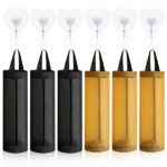 HMIEPRS 6Pcs Plastic Bag Holder, Carrier Bag Storage Holder with 6 Pcs Hooks, Household Foldable Hanging Garbage Bag Mesh Storage Bag for Home Kitchen Supplies Bin Bag Holder (Black, Yellow)