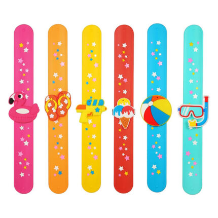 POPOYU 6Pcs Summer Hawaii Slap Bands,Summer Soft Silicone Slap Bracelets Wristbands,Kids Summer Snap Bands Toys for Kids Swimming Pool Party Bag Fillers Classroom Prizes Party Favors Birthday Gifts