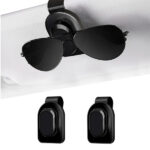 Sunglasses Holder for Car Sun Visor, Leather Car Glasses Holder, Eyeglass Clip for Ticket Card, Universal Sunglasses Holder Car Visor Accessory, 1 Pack - Black