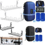 No Drill to Desk Cable Management Tray, 2PACK Cable Racks Under Desk Cable Organizer for Wire Management, Sturdy Metal Cable Tray Basket for Office and Home Standing Desk-White - Image 6