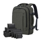 Lekespring Travel Backpack 40x20x25 Cabin Size – 20L Carry-On Laptop Backpack for Ryanair Underseat with 6 Organizational Bags (Green)