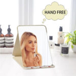 OSDUE 25.5x18cm Folding Tabletop Mirror with PU Leather Makeup Mirror, Portable Travel Mirror, Folding Mirror with Stand Portable, Desktop Vanity Mirror for Office Desk,Vanity Table, Travel, Camping - Image 2