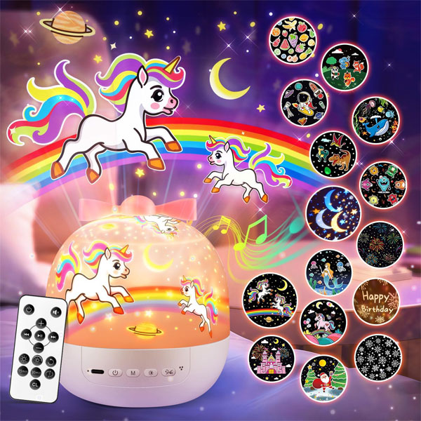 Untitled-1 Night Light Kids,144 Lighting Modes+15 Films+USB Rechargeable Baby Night Light Projector, Remote+360°Rotate Baby Lights Projector, Girls Night Light Projector Light for Kids Projector Night Light Kids - Image 1