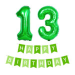 Number 13 Foil Balloons with Happy Birthday Banner Bunting for Boys, 13 Year Old 13th Teenager Birthday 32 inch Helium Foil Balloons Blue Banner for Surprise Party Decorations Anniversary