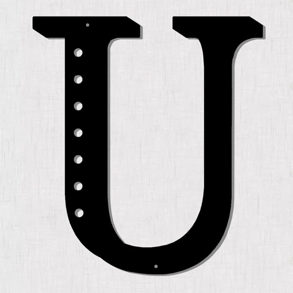 Untitled-1 Resama 11'' Black Metal Letters for Wall Decor, Visual 3D Large Alphabet, Decorative Farmhouse Hanging Letter Sign for Living Room Bedroom Office Home Party (U) - Image 1