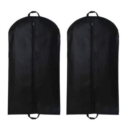 Yelinosk 2 PCS Black Suit Bag for Man 60x120cm, Dust Cover, Suit Carrier,Storage Bag, Suit Cover,for Suits, Coats, Tuxedo Reusable Full Zipper Garment Bag Perfect for Travel or Home