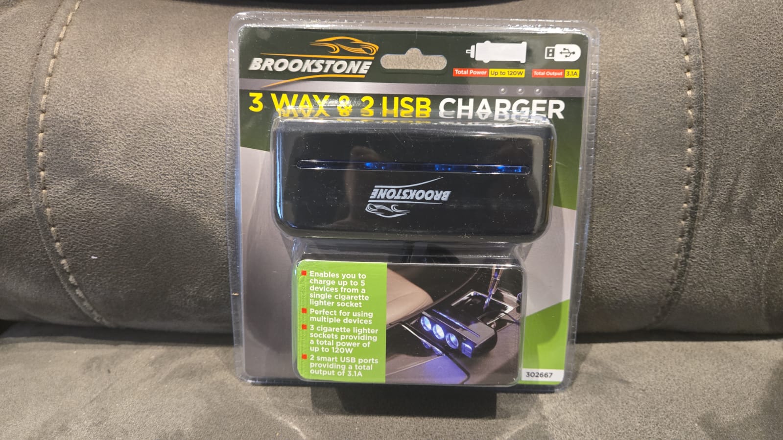 WhatsApp Image 2025-02-05 at 08.58.33 Brookstone 3-Way + 2‑USB Car Charger / Cigarette Socket Splitter - Image 1